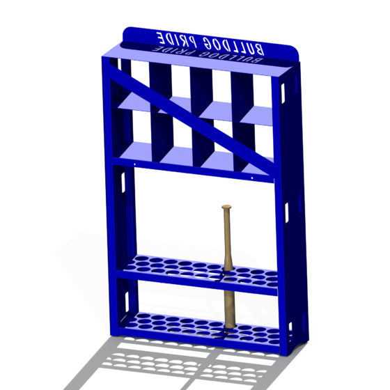 Rendering - Little League Dugout Baseball Bat and Helmet Rack 2 - After Gussets