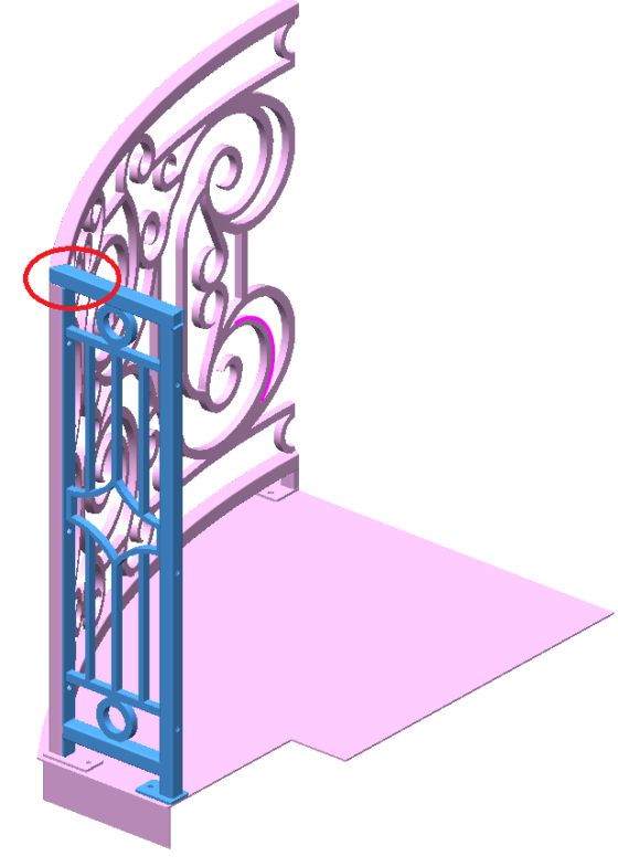 This is how the side rail weldment fits in with the deck and front rail weldments. All the interfaces were selected for a No Penetration Contact Set.