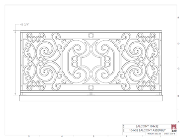 Curved balcony fabrication layout print 2