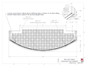 Curved balcony fabrication layout print 3