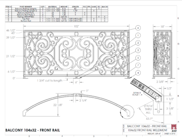 Curved balcony fabrication layout print 6