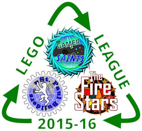 3 ST PAUL LEGO LEAGUE LOGOS - RECYCLING THEME (WHITE BG)