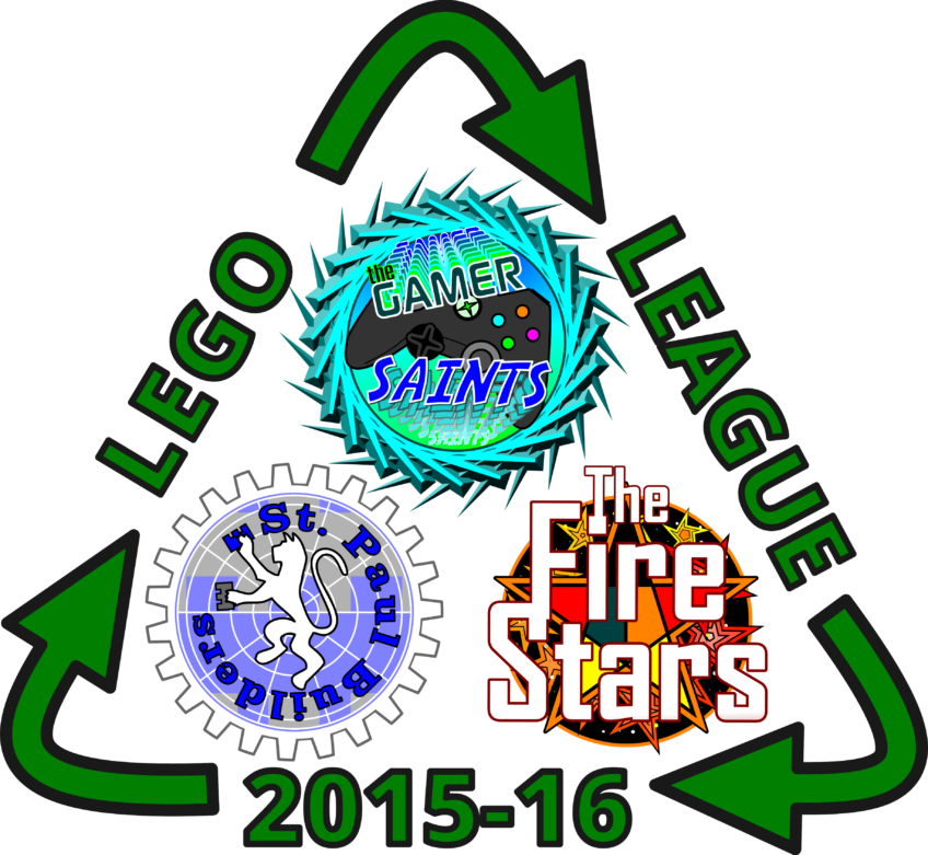 3 ST PAUL LEGO LEAGUE LOGOS - RECYCLING THEME - BLACK LINES