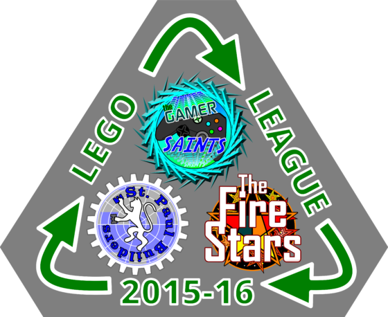 3 ST PAUL LEGO LEAGUE LOGOS - RECYCLING THEME (GREY BG)