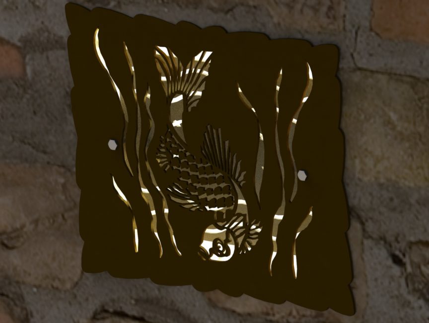 DECORATIVE KOI HARDSCAPE LIGHT SCREEN RENDER 3
