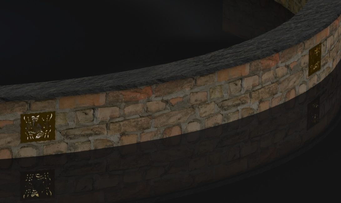 DECORATIVE KOI HARDSCAPE LIGHT SCREEN RENDER WALL