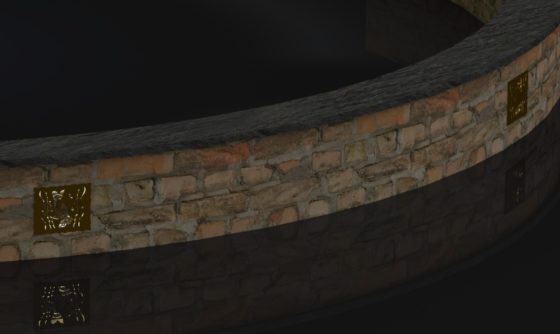DECORATIVE KOI HARDSCAPE LIGHT SCREEN RENDER WALL