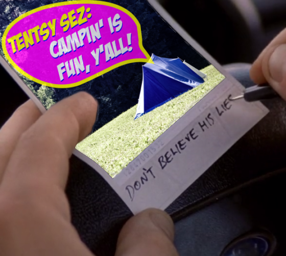 MEMENTO POLAROID - DONT BELIEVE HIS LIES ABOUT CAMPING BEING FUN