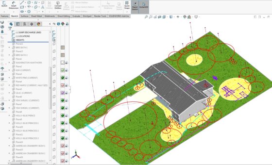 Landscaping Plan in CAD - Heights and profiles of plants trees shrubs 1
