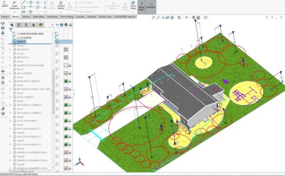 Landscaping Plan in CAD - Heights and profiles of plants trees shrubs 2