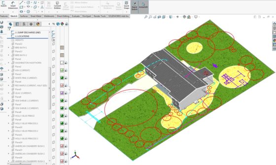 Landscaping Plan in CAD - Locating plants trees shrubs 1