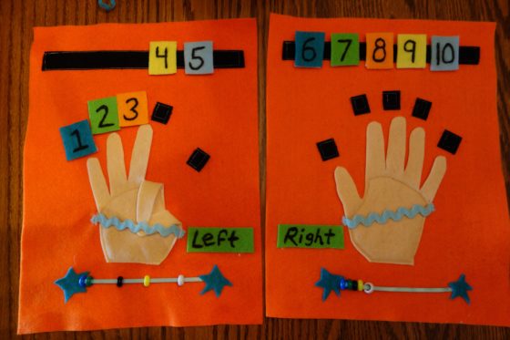 Cloth "Quiet Book" Pages, from Holly's latest hand-made children's activity books - This is how we use our fingers to count