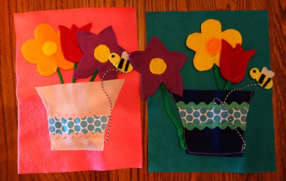 Cloth "Quiet Book" Pages, from Holly's latest hand-made children's activity books - Busy little bee buzzes around the bouquet