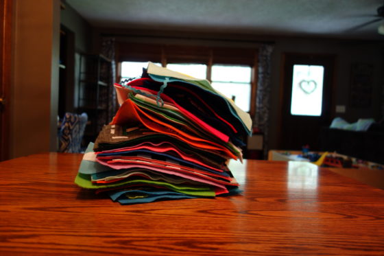 Cloth "Quiet Book" Pages, from Holly's latest hand-made children's activity books - Tall Stack of pages (2 books' worth)