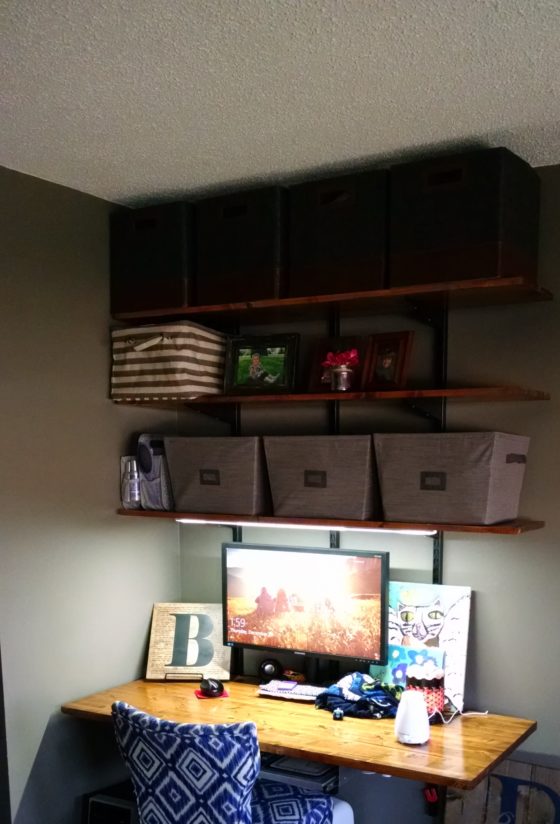 Sewing & Computer Workstation with LED Strip Task Lighting