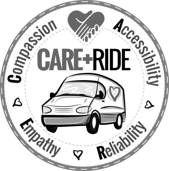 CARE RIDE LOGO - ROUND PATCH WHITE-WHITE B&W 1450px