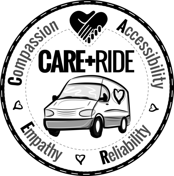 CARE RIDE LOGO - ROUND PATCH WHITE-WHITE B&W2 1450px