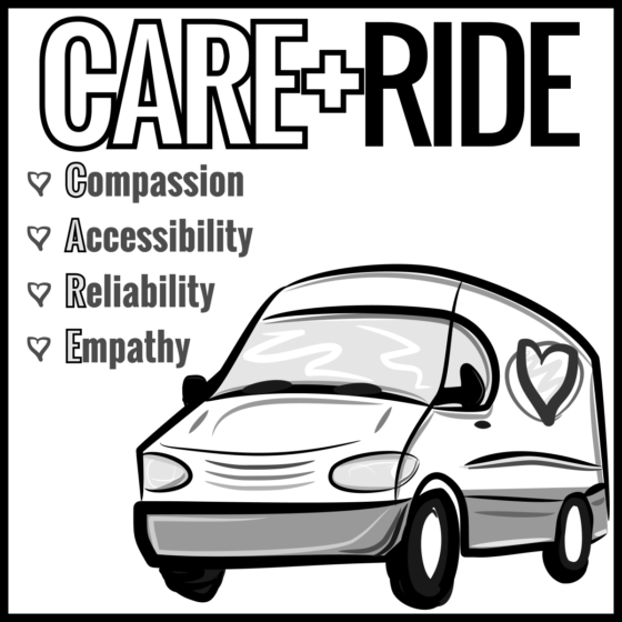 CARE RIDE LOGO - SQUARE SOCIAL ICON BW2 1200px