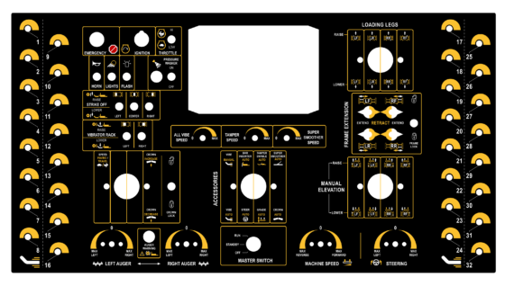 UX Design - Machine Controls Panel Decal Graphic (Slip-Form Paver)